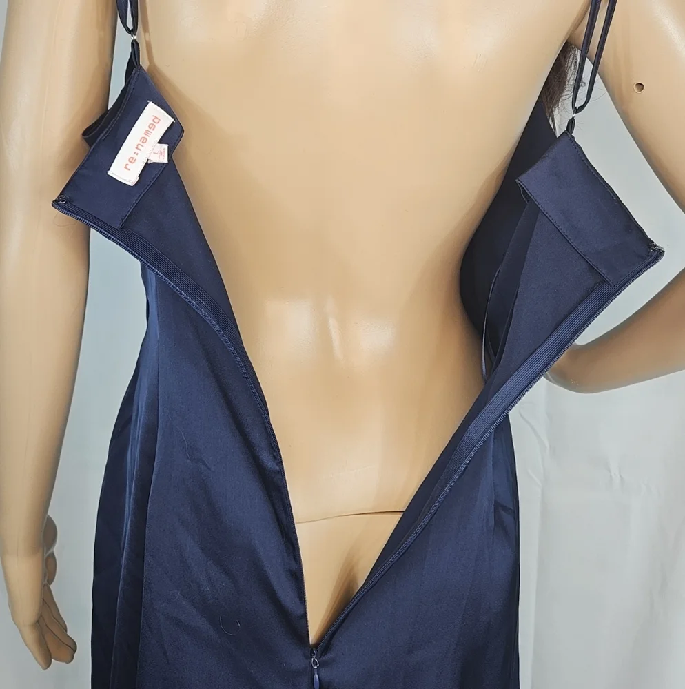re:named Navy Draped Midi Dress - Picture 11 of 16